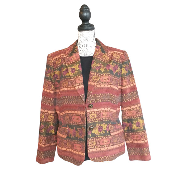 evelyn Jackets & Blazers - Women's Tapestry Blazer Size 10 (Fits like 8) Unique Artsy Statement Style Trend